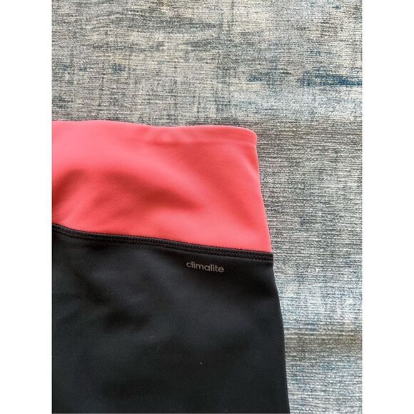 Adidas Black Peach Pink Climalite Cropped Athletic Leggings Medium - Picture 4 of 6